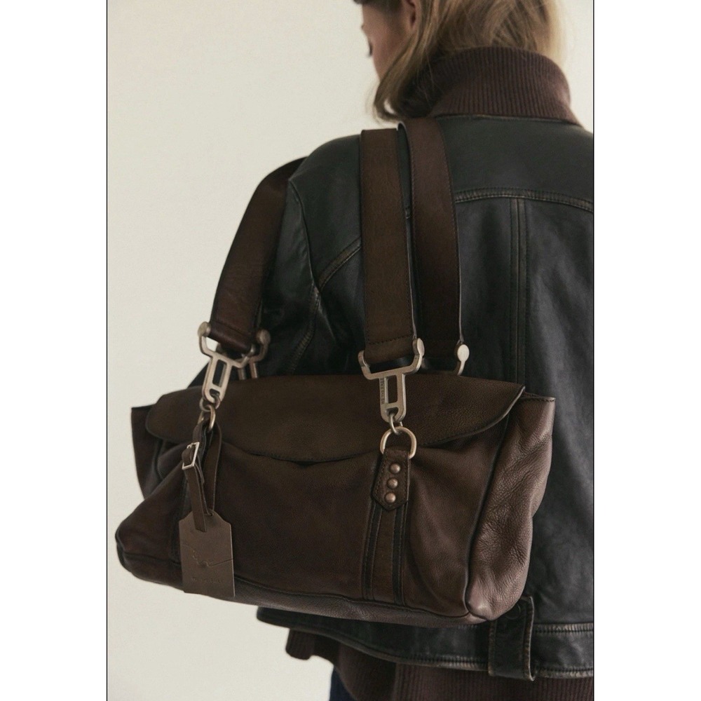NWT We The Free Harper Shoulder Bag Free People Leather Flap Top Chocolate Brown - Picture 3 of 9